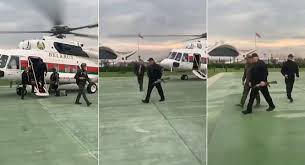 As 100,000 marched in belarus capital, lukashenko armed himself with a kalashnikov president totes a rifle and wears a bulletproof vest as gets off a helicopter that landed at his residence while. Lukashenko Flew To His Palace In A Bulletproof Vest And A Gun In His Hands