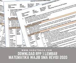 Rpp 1 lembar matematika sma. Download Rpp 1 Lembar Matematika Peminatan Sma Revisi 2020 Sudut Baca