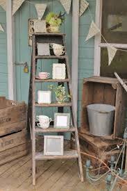 White Rustic Wood Ladder 5 Ft Hanging Shelf Rustic Reclaimed Barn Wood Wall Hanging Rack Old Ladder Decor Front Porch Decorating Shabby Chic Decor