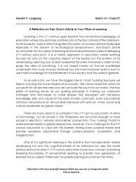 For each candidate in the sample you must submit a reflective paper. Reflection On Four Pillars Of Learning Applied Psychology Learning