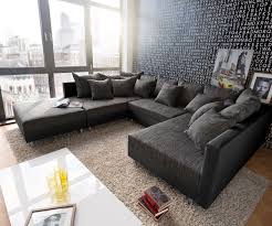 Wohnlandschaft Clovis Schwarz Modulsofa Mit Hocker Delife Eu Wohnen Wohnung Sofa Modul Sofa