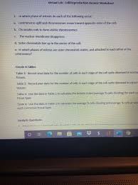 Read the mitosis lab notes 2. Solved Virtual Lab Cell Reproduction Answer Worksheet 1 Chegg Com