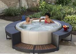 Boca Rattan Surround Espresso Jacuzzi Outdoor Hot Tub Backyard Hot Tub Surround