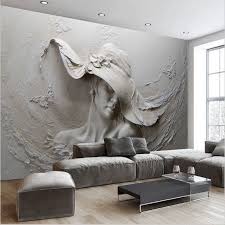 3d Modern Abstract Gray Wallpaper Beautiful Woman S Face Plaster Art Plaster Wall Art Modern Art Abstract