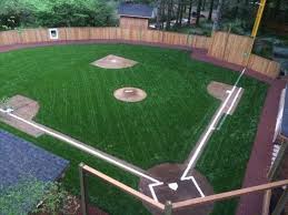 A dad built this baseball field in the backyard for his son, who is 5. Backyard Wiffle Ball Field Backyard Sports Backyard Baseball Wiffle Ball