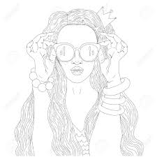 When we think of october holidays, most of us think of halloween. Beautiful Girl In Sunglasses And With A Crown Print For The Adult Coloring Book Portrait Of A Beautiful Girl Coloring Page Vector Illustration Isolated On White Background Royalty Free Cliparts Vectors And