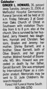 Ginger Lynn Barnett Howard (1969-2006)