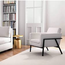 Lounge In Luxury With This Modern Chair Upholstered In Super Soft Gray Fabric Its Ample U Shaped Seat De Modern Lounge Chairs White Lounge Chair Lounge Design