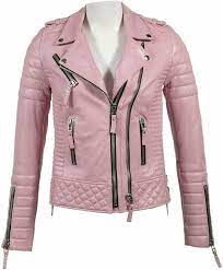 Noora New Ladies Fashion Leather Jacket Baby Pink Real Lambskin Tops Black Zip Lining Wa33 Stylish Jackets Leather Jacket Style Real Leather Jacket