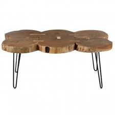 It's made from solid acacia wood and has a natural brown finish that shows off the wood's unique grain color variation. Nandri Acacia Wood Coffee Table Modern Furniture Coffee Tables