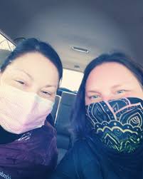 Silly faces for the first day of our 4th week walking together! Grateful!