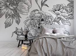 Bedroom Black And White Wall Mural Black And White Colors Scandinavian Bedroom Wall Murals Nature Flowers And Plants Pixers We Live To Change Wall Decor Bedroom Scandinavian Bedroom Wall Murals