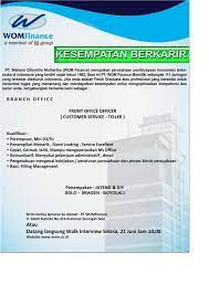 Seorang teller yang baik harus datang tepat waktu sesuai dengan jam masuk, harus memastikan express teller merupakan teller yang hanya melaksanakan pembayaran tunai di bawah nilai nominal tertentu. Lowongan Front Office Officer Di Wom Finance Stmik Sinar Nusantara
