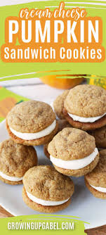 Pumpkin Cookies With Cream Cheese Filling Pumpkin Recipes Pumpkin Cream Cheeses Sandwich Cookies Filling