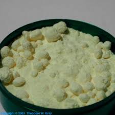 Sometimes called flowers of sulfur, this is the same material that gardeners use as a fungicide and is the material this calculator is based upon. Flowers Of Sulfur A Sample Of The Element Sulfur In The Periodic Table