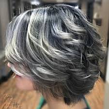 Designhairteam Icy Blue Gray Highlights Finished With A Style Icy Platinum Blonde Blending Gray Hair Dark Hair With Highlights Gray Hair Highlights