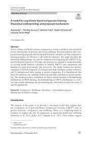 Students will learn health concepts and values with the goal of promoting a . Pdf A Model For Cognitively Based Compassion Training Theoretical Underpinnings And Proposed Mechanisms