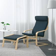 Poang Fauteuil Plaque Bouleau Hillared Bleu Fonce Ikea Mobilier De Salon Ikea Pouf En Tissu