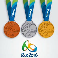 On the obverse, a winged goddess holding laurel branches in both hands, arms raised. Team U S A Rio Olympics Olympics Olympic Medals