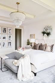 A soothing room can be very feminine yet leave no doubt that it is the primary bedroom, not a little girl's bedroom. Light Bright Feminine Bedroom Love The Settee With Drink Table At End Of Bed Bedroomins Bedroom Design Inspiration Bedroom Interior Home Decor Bedroom