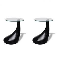 Pickup only rosebery nsw 2018. Coffee Tables Set Of 2 Round Glass Top High Gloss Stand Black Side End Furniture 154 00end Date Ebay Black Coffee Tables Coffee Table Setting Side Table