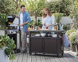 Amazon Com Keter Unity Xl Indoor Outdoor Entertainment Bbq Storage Table X2f Prep Station X2f Serving Car Serving Cart Outdoor Kitchen Bars Metal Grill