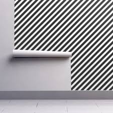 Black And White Striped Removable Wallpaper Black White Diagonal Stripe Wallpaper By Charlottewinter Roostery Home Decor Striped Wallpaper Diagonal Stripes Black And White