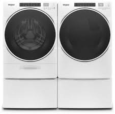 Just make sure you the washer is the most important component of the stacked set as it has to be balanced correctly. Whirlpool Wpwadrgw66203 Side By Side On Pedestals Washer Dryer Set With Front Load Washer And Gas Dryer In White