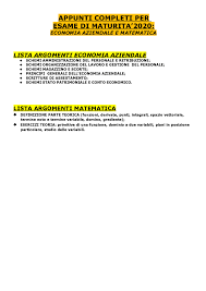 Il modello completo contiene l'elenco completo dei conti e. Appunti Completi Per Esame Di Maturita 2020 Economia Aziendale E Matematica Docsity
