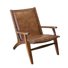 Mid Century Modern Margot Tan Genuine Leather Accent Chair In 2020 Leather Lounge Leather Lounge Chair Leather Side Chair