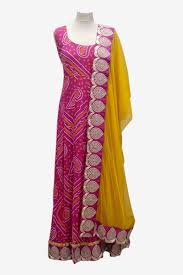 Bandhani Silk Anarkali Can Be Customised In Different Colours Bandhani Dress Fashion Design Clothes Indian Designer Outfits