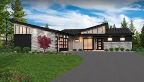 One story european style home with 4 bedrooms and 3.1 baths. Andrew House Plan Modern Shed Roof Home Design W 2 Car Garage