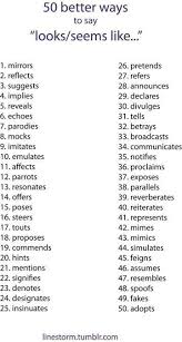 50 Ways To Say Looks Like Seems Like From The Writer S Circle Facebook Page Writing Tips Book Writing Tips Writing Words