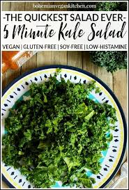 The Quickest Vegan Salad Ever 5 Minute Kale Salad Recipe Vegan Side Dishes Vegan Recipes Easy Soy Free Vegan