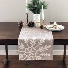 Tossed Snowflakes Modern Holiday Christmas Table Runner Tan White Christmas Table Runner Christmas Table Modern Runner