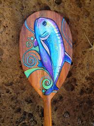 Colleen Wilcox Ulua Paddle Art Tropical Artwork Painted Paddles