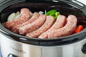 Crock Pot Sausage And Peppers Slow Cooker Italian Sauage Recipe Recipe Sausage Crockpot Recipes Sausage Crockpot Crockpot Italian Sausage