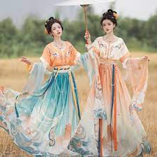Summer Women Hanfu Orange Hanfu Dress Handmade Hanfu Dress 