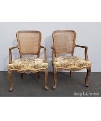 pair vintage french provincial country off white floral cane etsy in 2021 french vintage french provincial french furniture