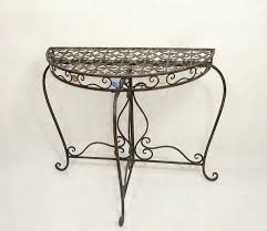 Oval Wrought Iron Coffee Table With Scrolled Design Antique Wrought Iron Scroll Design Rustic Crescent Console Table Coquetas
