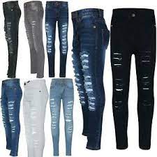 Ripped jeans refer to a style of denim jeans that can feature tears, ripped knees, and other among some groups, ripped and worn jeans were looked at as means of rebelling against or standing. Kids Girls Stretchy Skinny Jeans Ripped Denim Faded Stylish Fashion Pant Jegging Ebay
