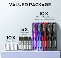 Nicpro 0.7 mm Art Mechanical Pencil Bulk Set, 10 Pcs Colored Rotate-Erase &  Fast Click Lead Pencils with 5 Tubes HB Lead Refills, 10 Eraser Refills ...