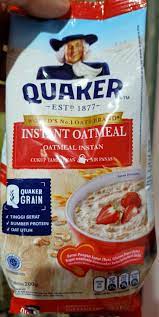 Look at the nutrition label. Quaker Instant Oatmeal 200 G