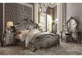 The bed is also available in king size. Versailles Antique Platinum Queen Bed W Vanity Desk Mirror Best Buy Furniture And Mattress