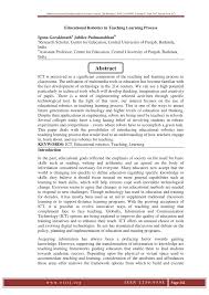 Pdf Educational Robotics In Teaching Learning Process