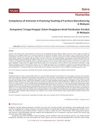 Berita baik untuk anda yang mana ada mohon sebelum ini, semakan telah dibuka kepada umum untuk sesi akademik 2021 2022 kemasukan november dan. Pdf Sains Humanika Competence Of Instructor In Practicing Teaching Of Furniture Manufacturing In Malaysia