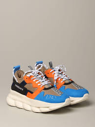 Adidas neo shoes adidas sneakers blue sneakers blue orange royal blue. Versace Chain Reaction Low Top Sneakers In Orange Brown Light Blue Blue For Men Lyst