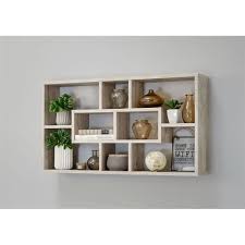 Coloris imitation bois et vert matiere panneaux de particules melamines dimensions meuble tv l180 x p33 x h48 cm dimensions etagere. Fmd Etagere Murale Avec 8 Compartiments Chene Sable Cdiscount Maison