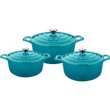 La Cuisine Pro Range 6 Piece Cast Iron Casserole Dishes Set In Blue Lc 2470mb The Home Depot Cast Iron Casserole Dish Casserole Set Casserole Dish Set