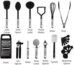 Cooking Utensils Set Grey Black 23 Pieces Lux Decor Collection In 2020 Cooking Utensils Set Stainless Steel Cooking Utensils Utensil Set